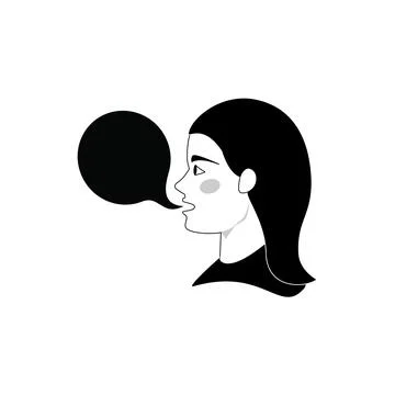 Woman with empty speech bubble vector illustration.woman talking with bubble Stock Illustration