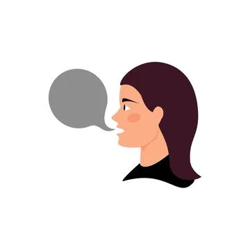 Woman with empty speech bubble vector illustration.woman talking with bubble Illustrazione stock