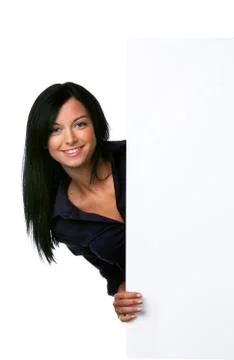 Woman with empty table Stock Photos