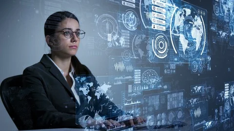 Woman engineer concept. GUI (Graphical User Interface). System engineering. Stock Footage 114158237