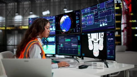 Woman Engineer Designs A 3D Rocket Model Stock Footage 335459094