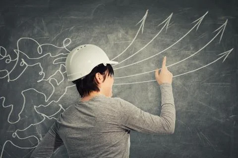 Woman engineer information processing Stock Photos