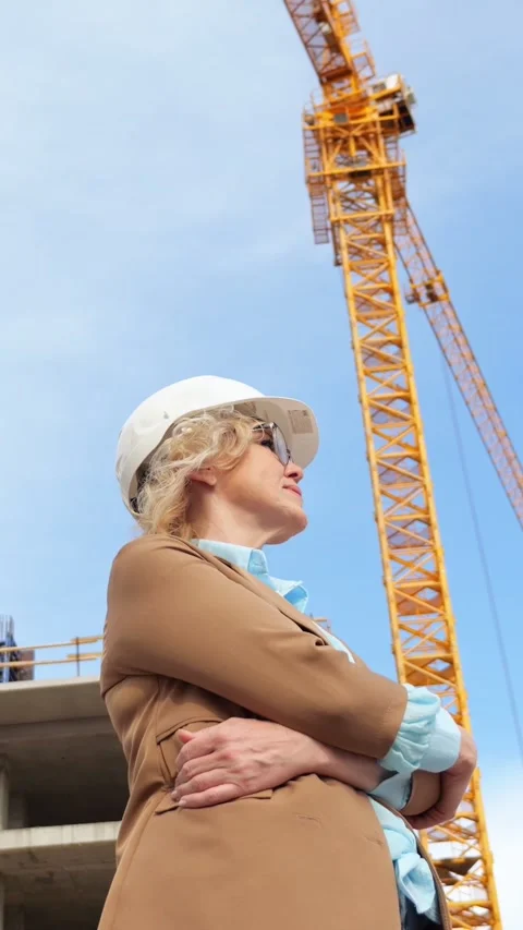 Woman engineer inspecting building construction site Stock-Footage 341441752