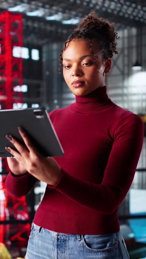 Woman Engineer Operating Computer System Stock Footage 318333825