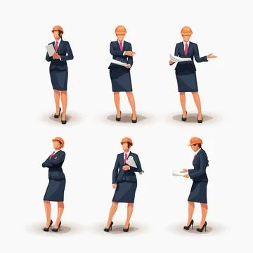 Woman engineer in set on white back Stock Illustration