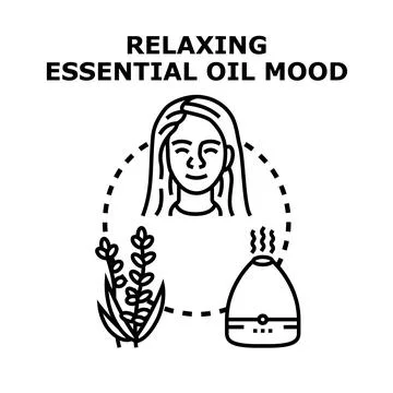 Woman enjoying aromatherapy using essential oil diffuser Stock Illustration