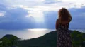 Woman Enjoys Picturesque Sea View. Thailand. Koh Samui. HD Footage