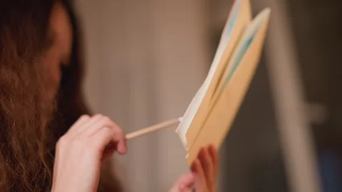 Woman Examining Documents Art Program Context showing participant class student 스톡 동영상 347230970