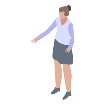 Woman excursion guide icon, isometric style Stock Illustration