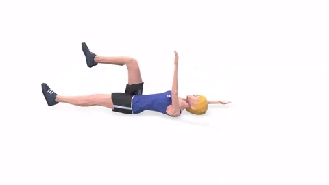 Woman exercise animation deadbug Stock Footage 146728256