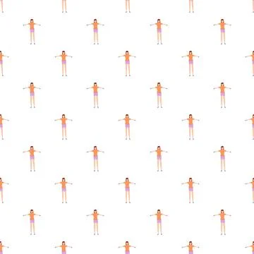 Woman exercising arms seamless pattern background Stock Illustration