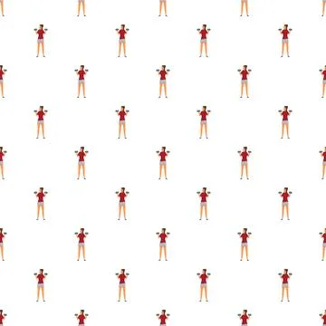 Woman exercising with dumbbells seamless pattern background Stock Illustration