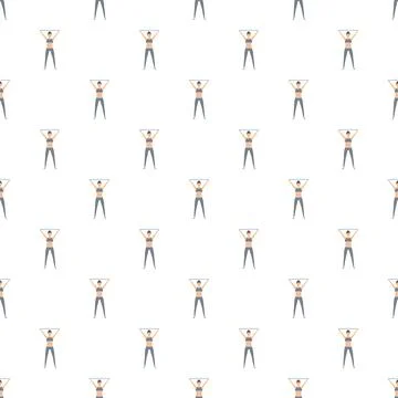 Woman exercising pattern doing overhead stretch workout repeating Stock Illustration