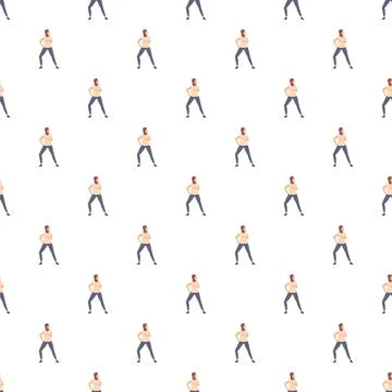 Woman exercising repeating pattern demonstrating active lifestyle Stock Illustration