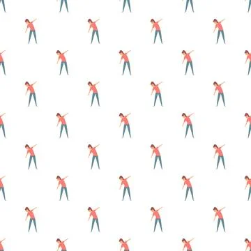 Woman exercising repetitive pattern creating an active background Stock Illustration