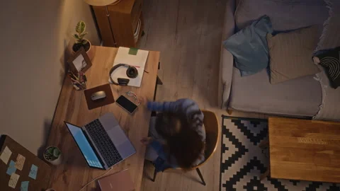 Woman Experiencing Digital Burnout and Distraction Working from Home Stock Footage 344121823