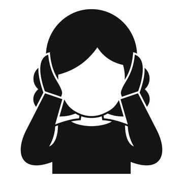 Woman experiencing headache or ringing in ears icon Иллюстрация