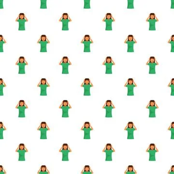Woman experiencing headache stress pattern vector illustration Иллюстрация