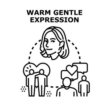 Woman experiencing warm gentle expression and social interaction Stock Illustration
