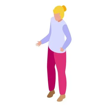 Woman explaining something with hand gestures isometric icon 스톡 일러스트