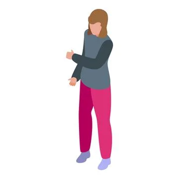Woman explaining something using hand gestures isometric icon 스톡 일러스트
