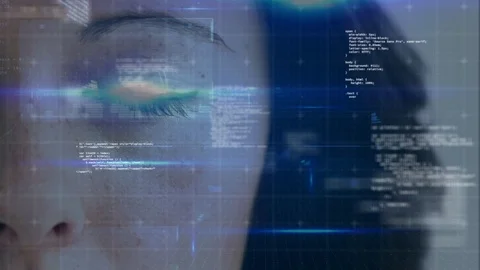 Woman face against binary codes and data informations 스톡 동영상 105262254