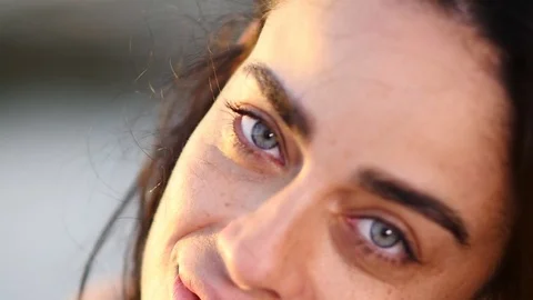 Woman face close up eys close Stock Footage 72319687