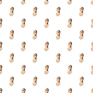Woman face headshot seamless pattern beauty wellness Stock Illustration