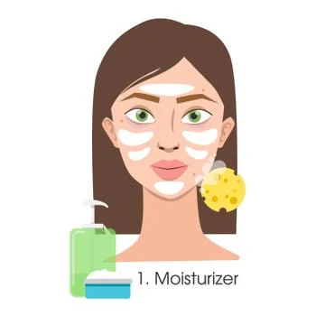 Woman face moisturizing. Stock Illustration