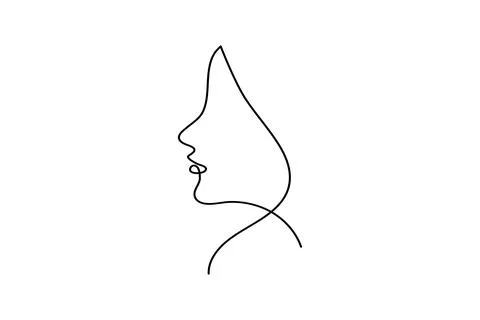 Woman face profile continuous one line drawing minimalist style isolated ou.. Stock Illustration
