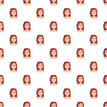 Woman face seamless pattern repeating happy character illustration Stock Illustration