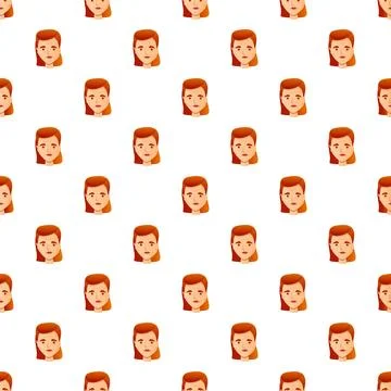 Woman face seamless pattern on white background Stock Illustration
