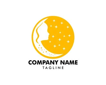 Woman face in a shape of moon vector logo Stock Illustration