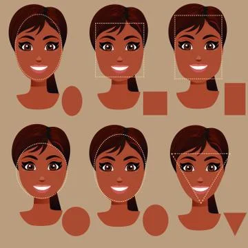 Woman face shape types Stock Illustration