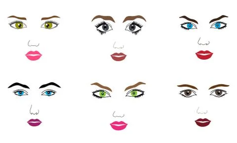 Woman faces set Stock Illustration
