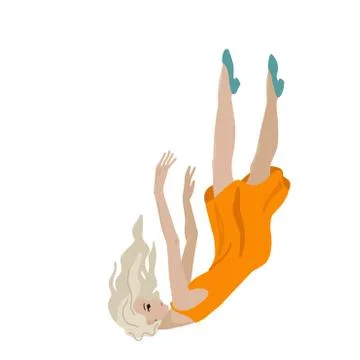 Woman is falling down. Vector isolated illustration Stock Illustration