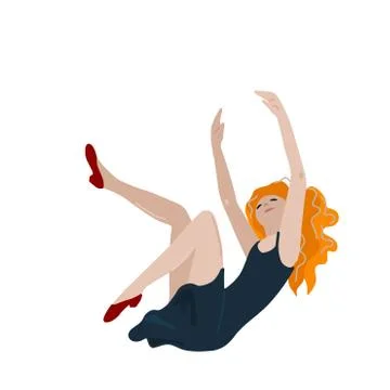 Woman is falling down. Vector isolated illustration Stock Illustration