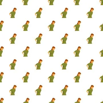Woman feeling backache repeating pattern illustration Stock Illustration