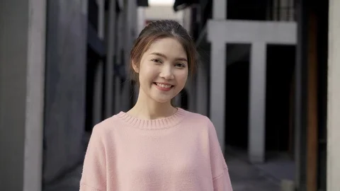 Woman feeling happy smiling while traveling at Chinatown in Beijing, China. Stock Footage 101301850