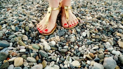 Female feet in sandals stock image. Image of feet, black - 84432551