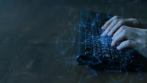 Woman female developer is typing programming software script source code Stockbeeldmateriaal 108901684