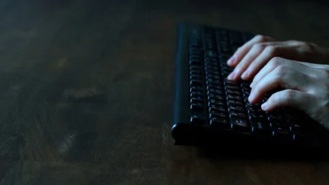 Woman female developer is typing  source code on keyboard Stock Footage 108832156