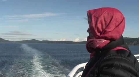 Woman on Ferry Stock Footage 40394483