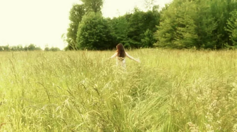 Woman in a field Stock Footage 39352003