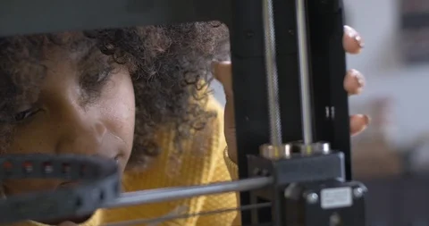 Woman Fixing 3D Printer IT Tech Career Concept Stock Footage 121772176