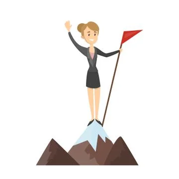 Woman with flag. Stock Illustration