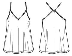 Premium Vector  Set of sleeveless tank top technical sketch. children girl  outline t shirt underwear collection. front and back view. cad fashion  design. vector illustration