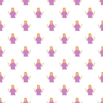 Woman flat pattern showing rock and roll gesture Illustrazione stock