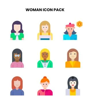 Woman Flat Vector Icons Pack Stock Illustration