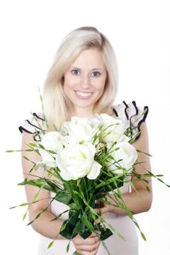 Woman with flowers Stock Photos
